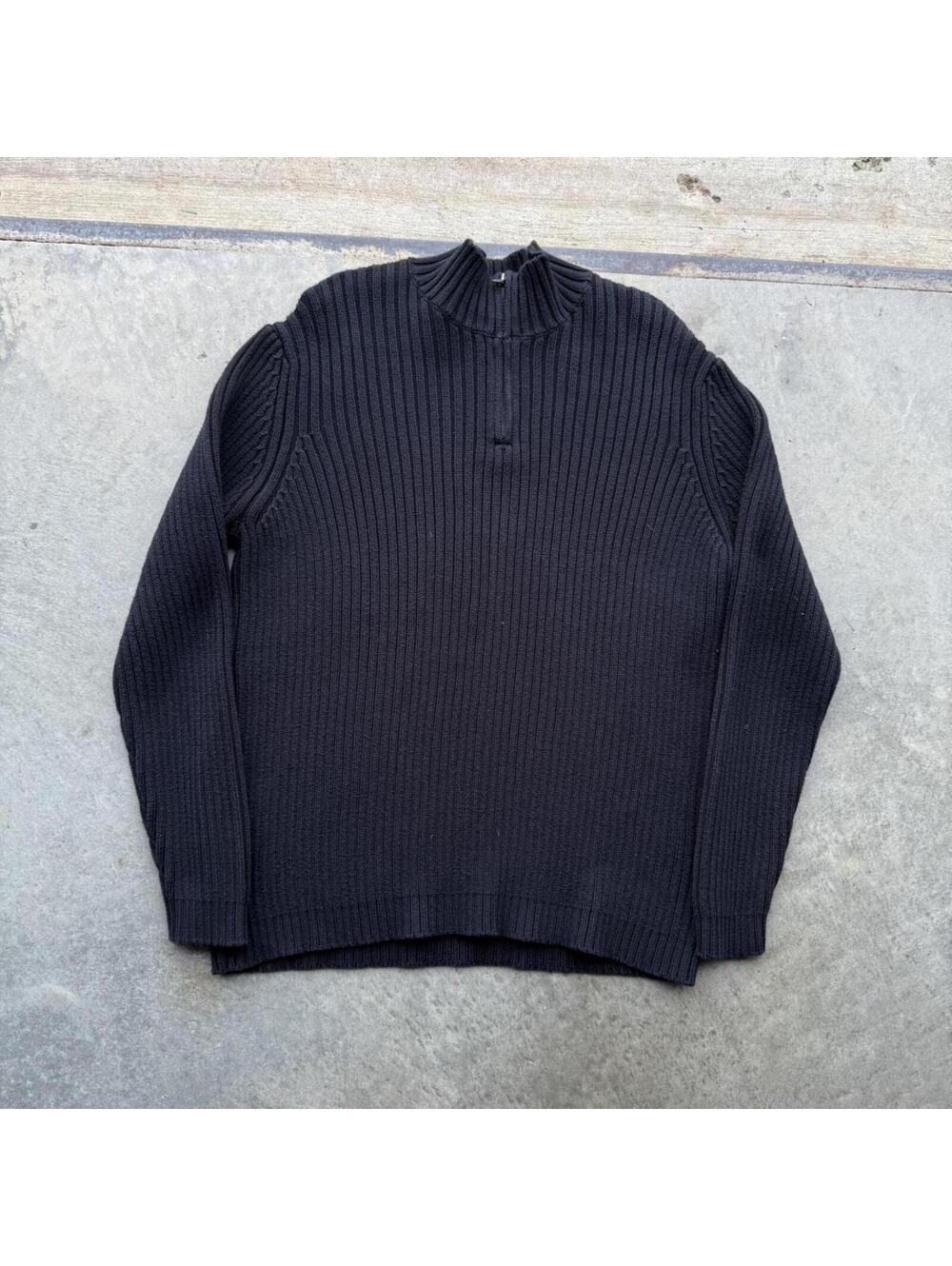 Vintage Black knit quarter zip pullover men’s medium Lands end